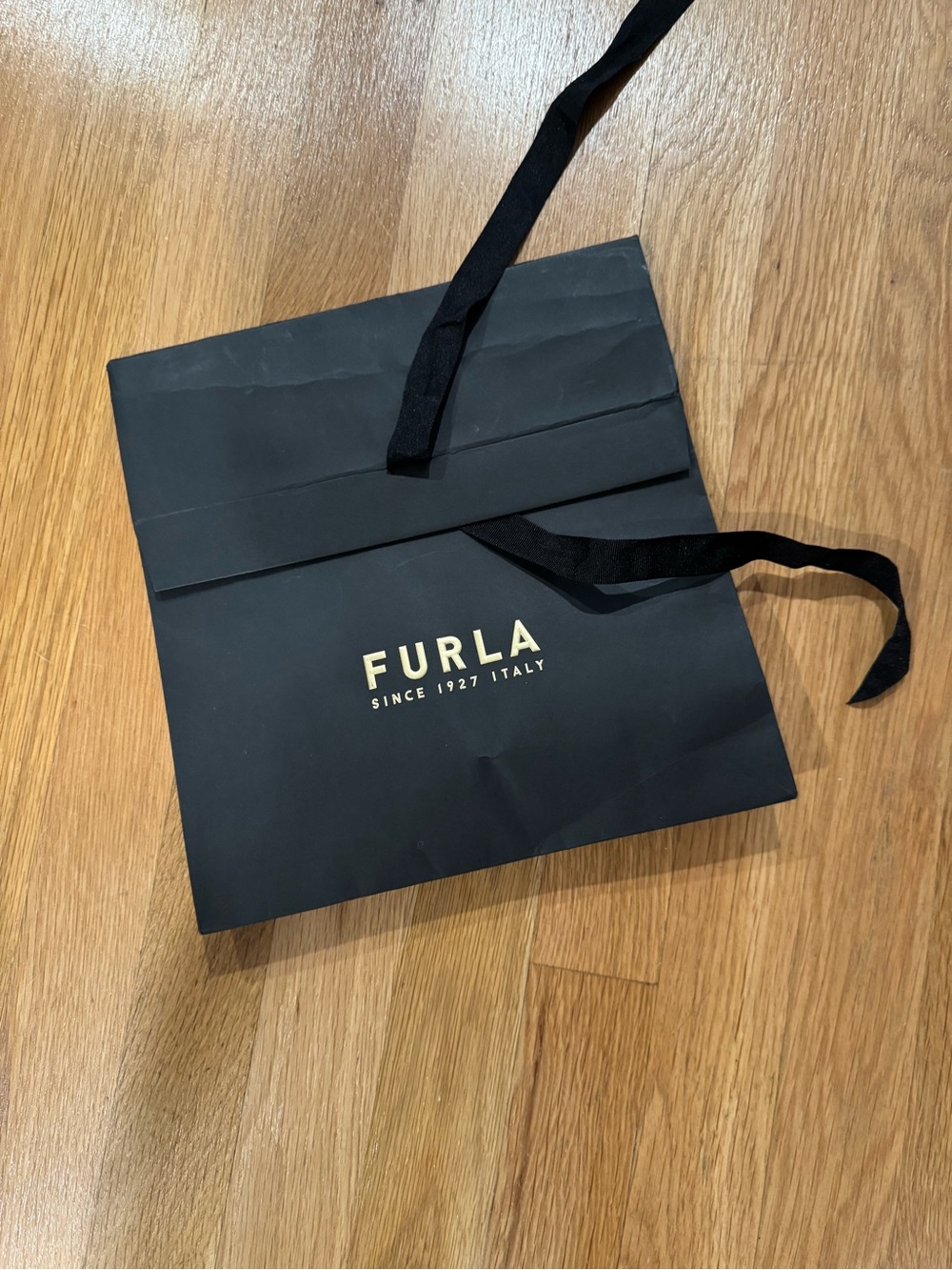 Furla Black Shopping Bag with Gold Logo